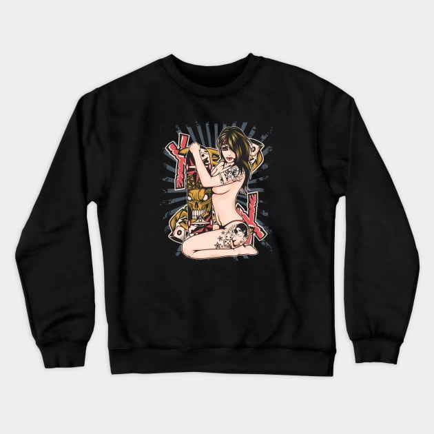 Skateboard Girl Crewneck Sweatshirt by Shapwac12